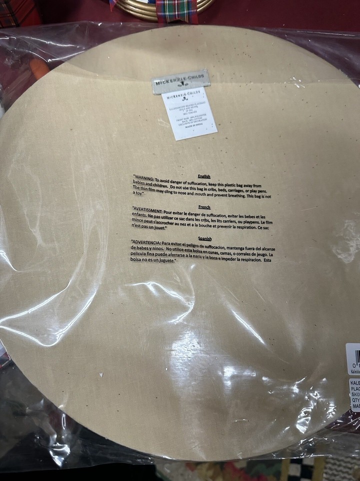 Mackenzie Childs Kaleidoscope Beaded Placemats Gold And Silver New