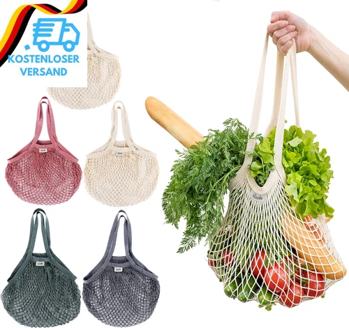 Ilauke 5 Piece Shopping Bag Mesh Reusable Shopping Bag Mesh Cotton- - Bild 2 von 10