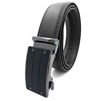 Genuine Real Leather Mens Ratchet Belt Belts For Men Adjustable Automatic Buckle
