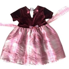 Brooke Lindsay Blush Maroon Velvet Party Dress Holiday Photos Bow Sz 4T Vintage
