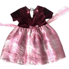 Brooke Lindsay Blush Maroon Velvet Party Dress Holiday Photos Bow Sz 4T Vintage