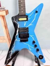 Blue Dimebag Dean ML Hell Lighting Electric Guitar HH Pickups Black Hardware