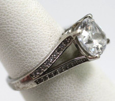 Sterling silver 925 square 8mm solitaire accent clear stones ring size 6