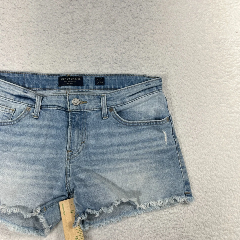 Lucky Brand Shorts Womens 6/28 W32.5 The Cut Off Shorts Distressed Denim Light - Image 3 of 4