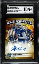 Riley Leonard 2023 Bowman U Best Elements of the Game Gold Refractor Auto 6/50