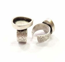 Drop Blank Ring Setting Cabochon Base inlay Back Mounting Adjustable Silver
