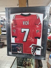 Beckett Authentic Michael Vick Signed 35x43 Custom Frame Atlanta Falcons Jersey 
