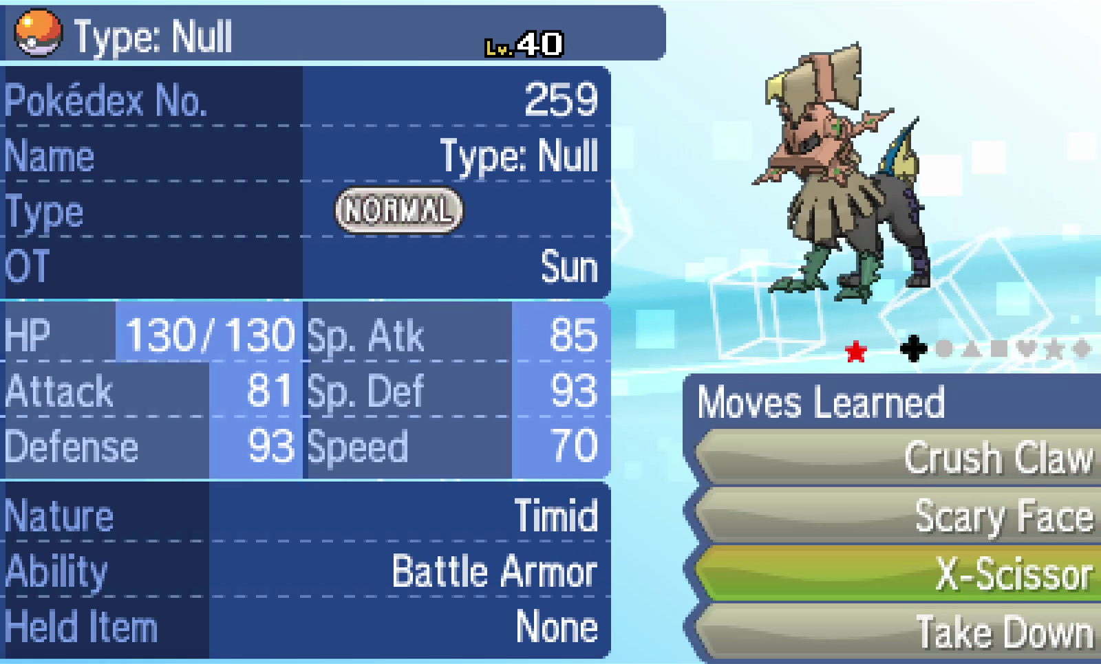 Type: Null (Normal)  Pokemon lua, Sun pokemon, Novos pokemons