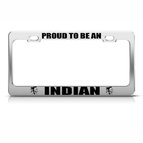 Metal License Plate Frame Native American Indian Car Accessories Chrome