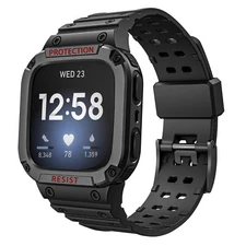 For Fitbit Versa 3/2/1/Lite/Sense Rugged Men Sport Bands with Protective Cover