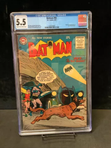 Batman #92 (1st App/Origin Ace the Bat-Hound, 1955) CGC 5.5 - Golden Age Key!