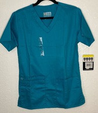 Wonder Work Brand New Women's V-Neck Scrub Top Teal Size XS 2.5 Pockets