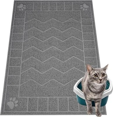 BRANDED01 Cat Litter Box Mat, 35" X 24" Large Kitty Litter Trapping Mat Keep Floor Clean,