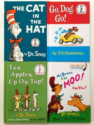 Lot of 4 Books Dr. Seuss The Cat in the Hat P.D. Eastman 