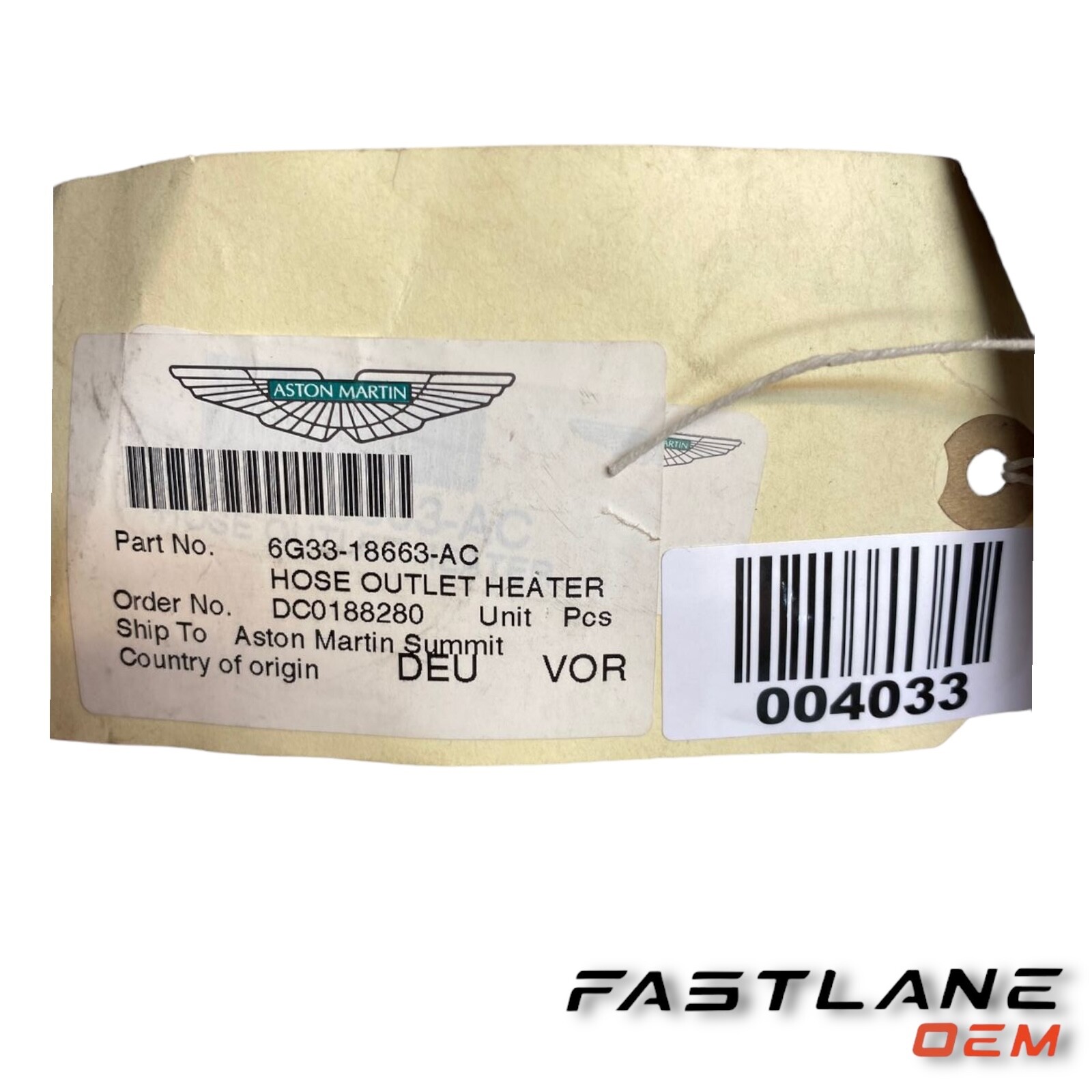 2006-2018 ASTON MARTIN V8 VANTAGE HOSE OUTLET HEATER NEW OEM 6G33-18663-AC