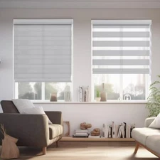 Changshade Corded Window Blinds Zebra Roller Shades Dual Layer Blinds-2colors