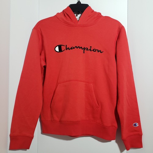 Champion Hoodie Boy's Sz Large Sweatshirt Crew Neck Kangaroo Pocket Pullover Red - 第 1/12 張圖片