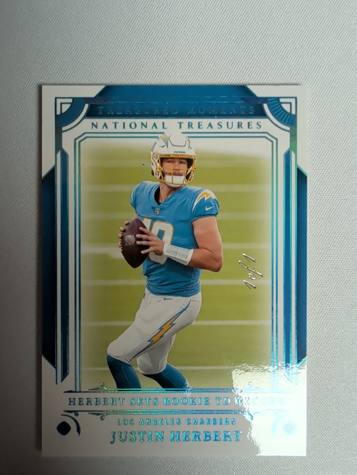2025 Panini National Treasures Justin Herbert 1/1 Treasured Moments