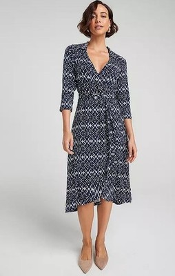 FREEMANS Jersey-Wickelkleid mit Print in Blau UK 10 (fms24-7)
