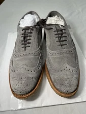 Allen Edmonds Mens Neumok Wingtip Oxford Shoes Gray Suede Brogue Dress 9 D