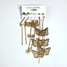 Gold Butterfly Pearl Set Stud Dangle Long Earrings Fashion Jewelry JB2-23