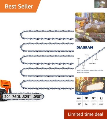 Efficient 20 Inch Chainsaw Chain - 5 Pack with .325 Pitch &  Durability