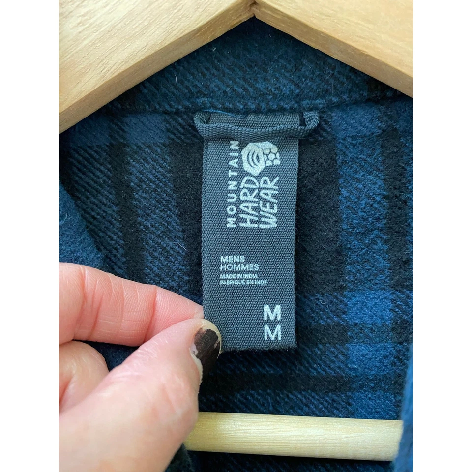 Camisa con botones Mountain Hardwear para hombre M azul negro a cuadros 100 % algodón orgánico Foto 4 de 4