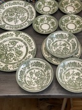 English Ironstone Tableware Indian Tree Plates and Bowls Set X10 Vintage Retro
