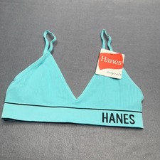 Hanes Originals Womens Size Small Bralette Adjustable Straps Aqua Blue New