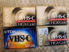 Lot of 4 VHS-C Maxell TC-30 Premium VHS-C HGX-Gold Cassette Tapes Sealed VHSC