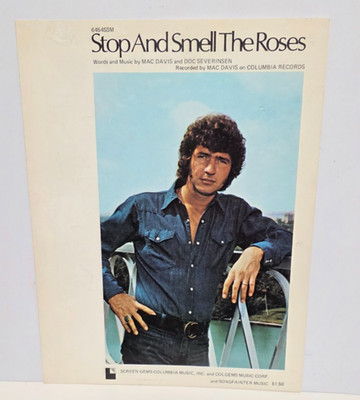 Mac Davis Stop and Smell the Roses 1974 Piano Vocal Guitar Sheet Music