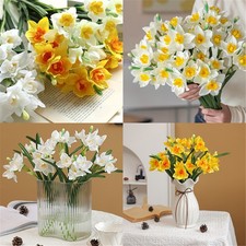 3/5Pack Artificial Daffodil Swags Plastic Narcissus Flower Bundle Home Decor