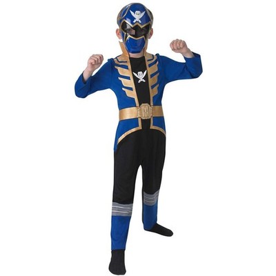 KINDER POWER RANGERS KOSTÜM Blue Super Megaforce Overall + Maske Jungen Karneval