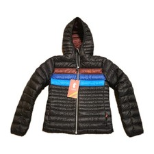 NWT Cotopaxi Black Chestnut Stripes Fuego Down Hooded Jacket Women's XXS 275