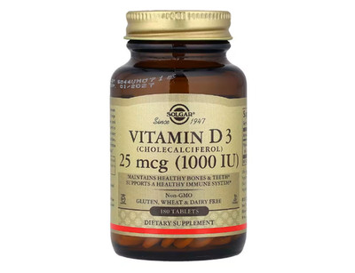 Solgar, Vitamin D3, 25 mcg (1.000 IU), 180 Tabletten