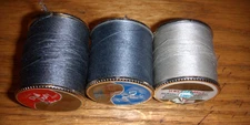 3 COATS/ CLARK / LIBY  SPOOLS GRAY SEWING THREAD COTTON & POLY 550 YRDS