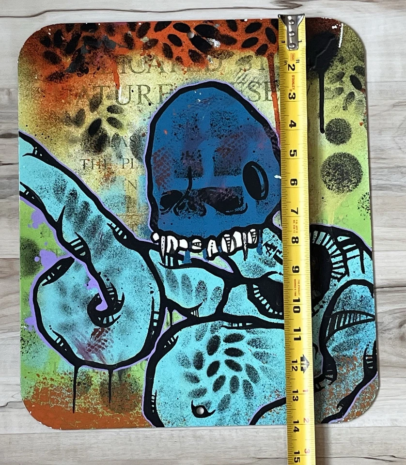 Граффити картина на большой металлический уличный знак оригинальное искусство - природа сохранить 14 x 12 - Изображение 3 из 4