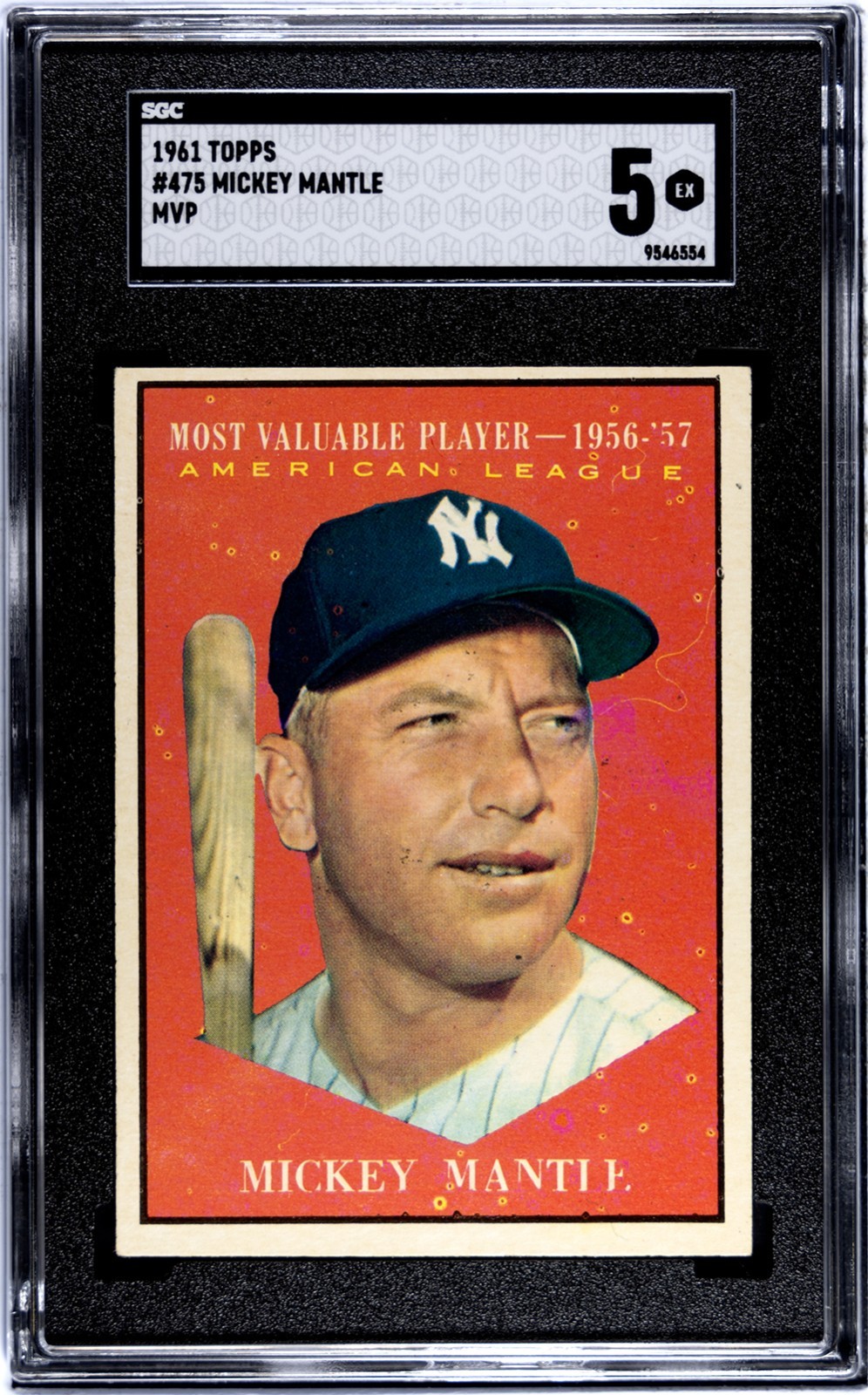 1961 Topps MICKEY MANTLE New York Yankees MVP #475 SGC 5 EX Condition