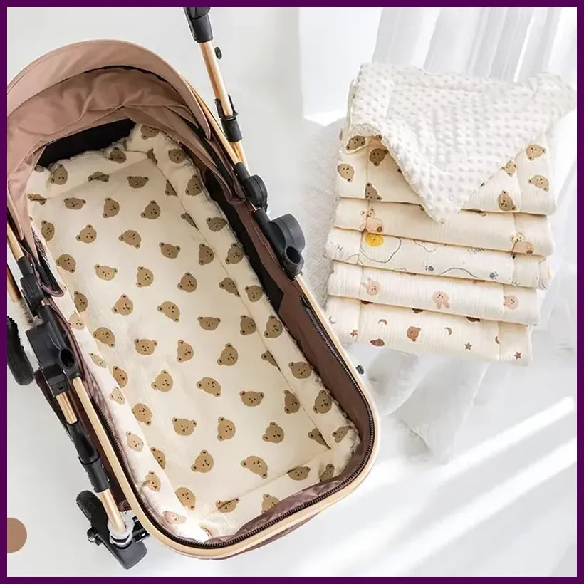 Cojín para cochecito de bebé, suave y cómodo, con dibujos de oso grueso