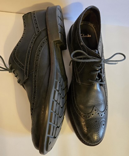 Clarks Mens Black Oxford Wingtip Lace Ip Leather Dress Shoes US 10.5 EU 44 UK9.5 - Picture 8 of 12