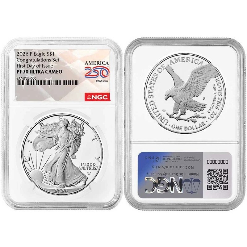 2026 P Silver Eagle S$1 Congratulations NGC PF70 UCameo First Day Issue #2830
