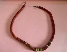 Vintage Red Coral Short Necklace With Gold Tone Accents