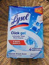 Lysol Click Gel Automatic Toilet Bowl Cleaner Atlantic Fresh Scent 4-pack