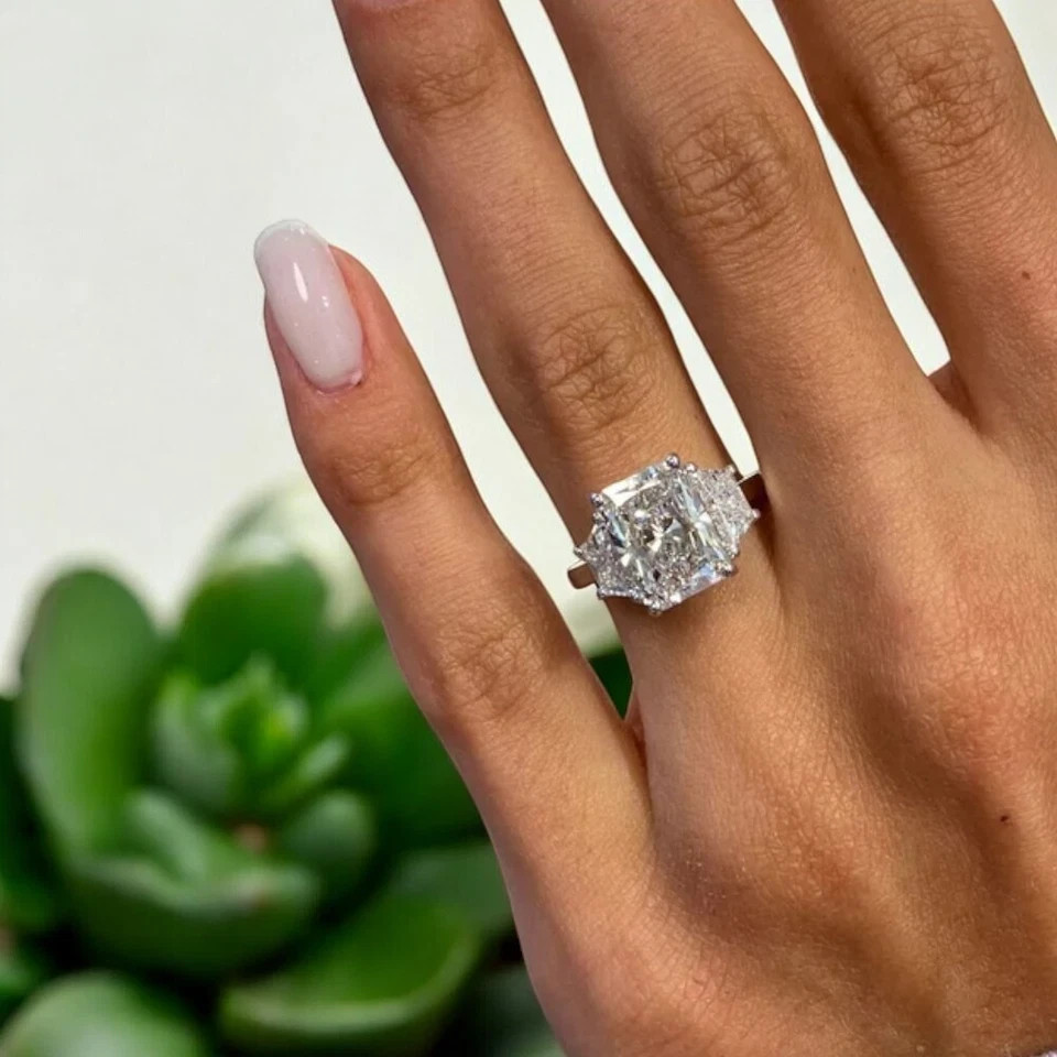 Wedding 14k White Gold Ring Radiant Cut 4.16 Ct Lab Grown IGI Certified Diamond