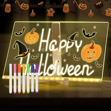 Acrylic Dry Erase Board with Light 12” X 8” LED Note Board with Colors Light ...