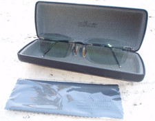 Silhouette Rimless Rectangular Eyeglasses Case Titan lens 2" wide 1.25" tall