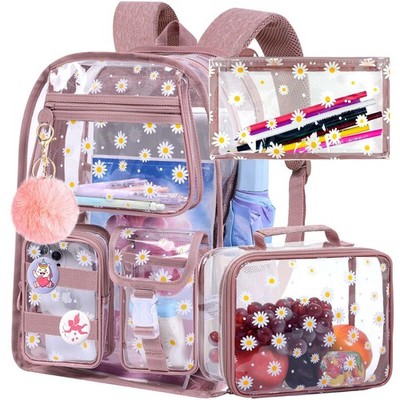 CCJPX 3Pcs Clear Backpack for Girls, School Transparent Bookbag, Heavy Duty S...