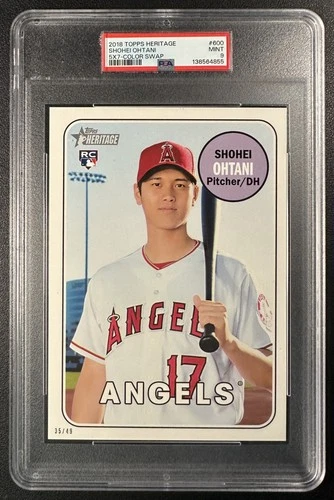 SHOHEI OHTANI PSA 9 2018 TOPPS HERITAGE #600 ROOKIE 5X7 RC 35/49 ANGELS 4855