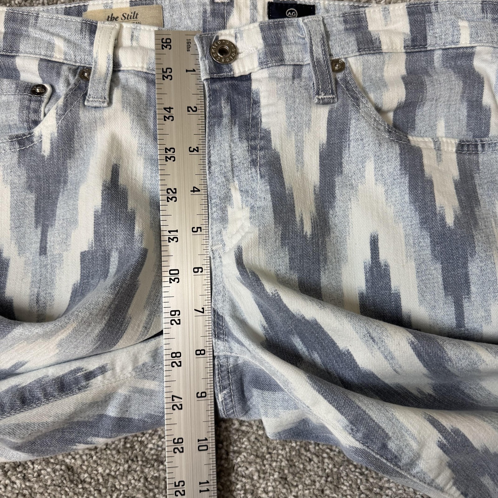 AG Adriano Goldschmied Jeans Womens 30R Blue Ikat Stilt Cigarette Skinny USA thumbnail 13