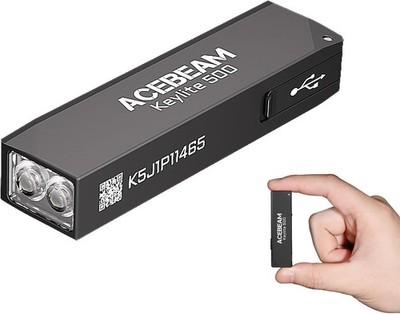 ACEBEAM Keylite 500 High Lumens Keychain Flashlight Rechargeable, Black 